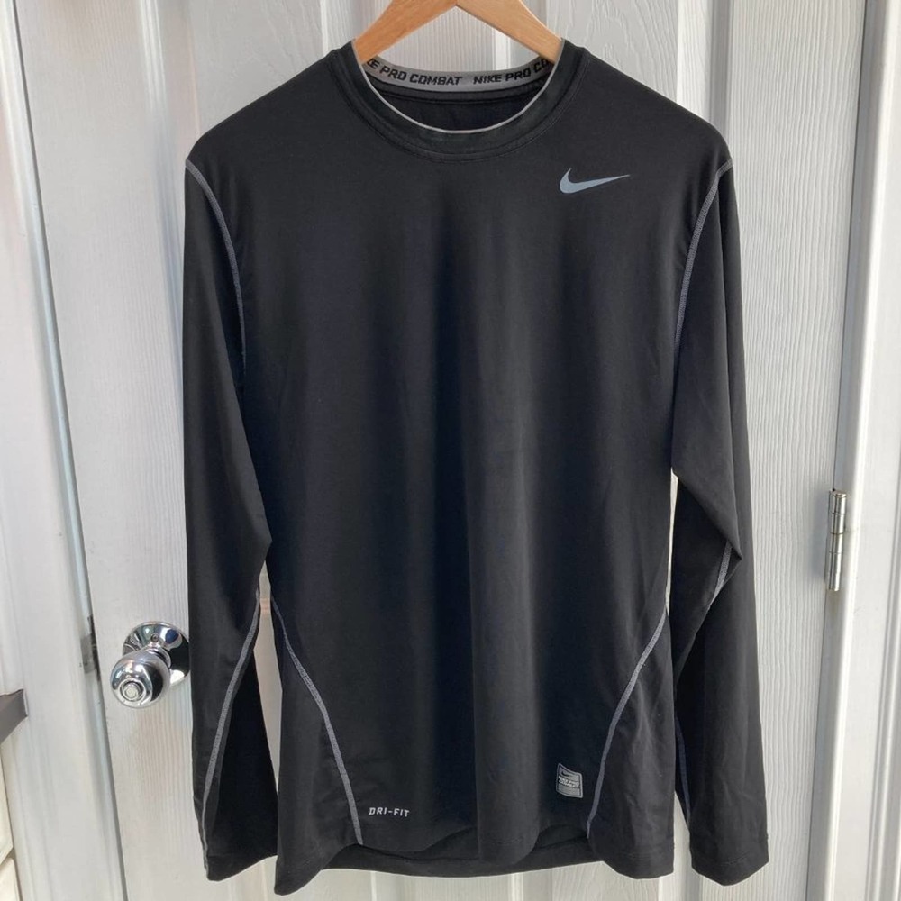 Nike Pro Combat Dri-Fit Fitted Long Sleeve Pullover Shirt Size Medium